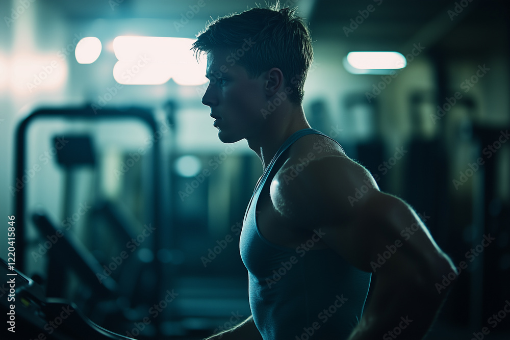 Focused Athlete in Gym Environment Focused Athlete in Gym Environment