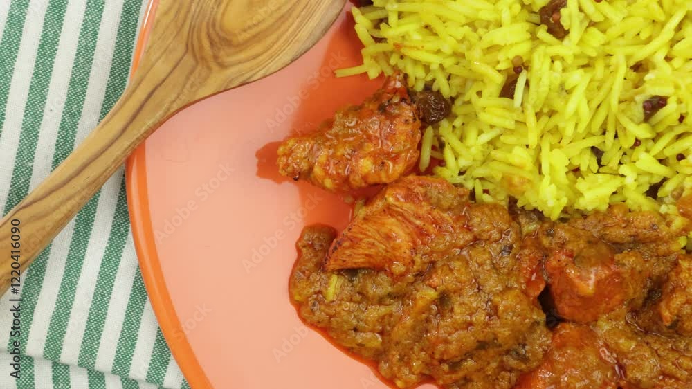 poulet biryani et riz aux raisins secs