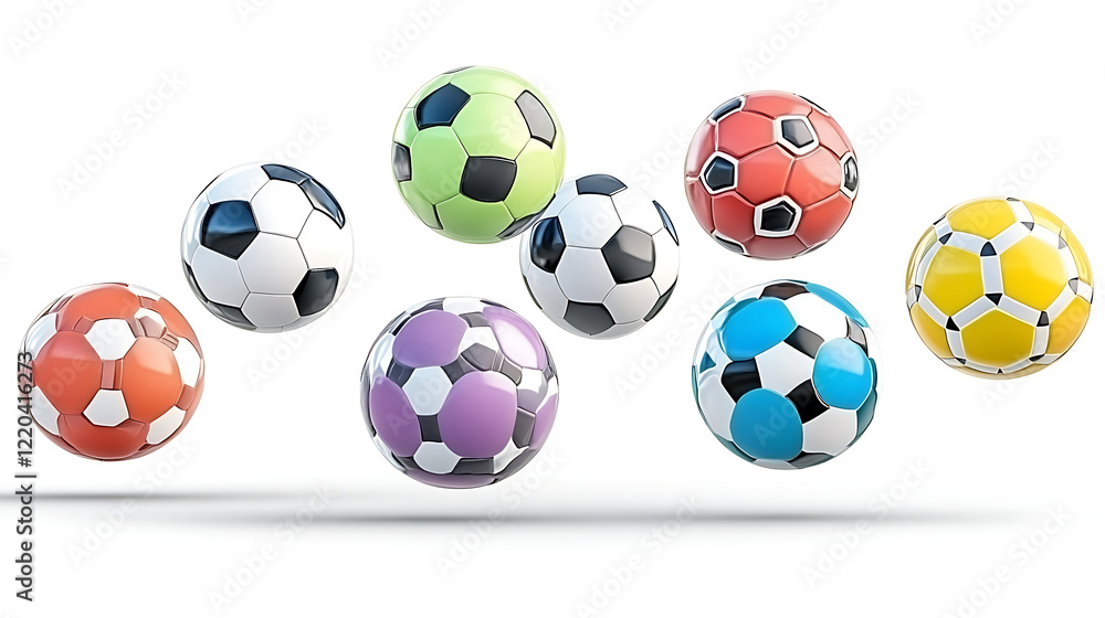 Aerial colorful soccer balls Aerial colorful soccer balls