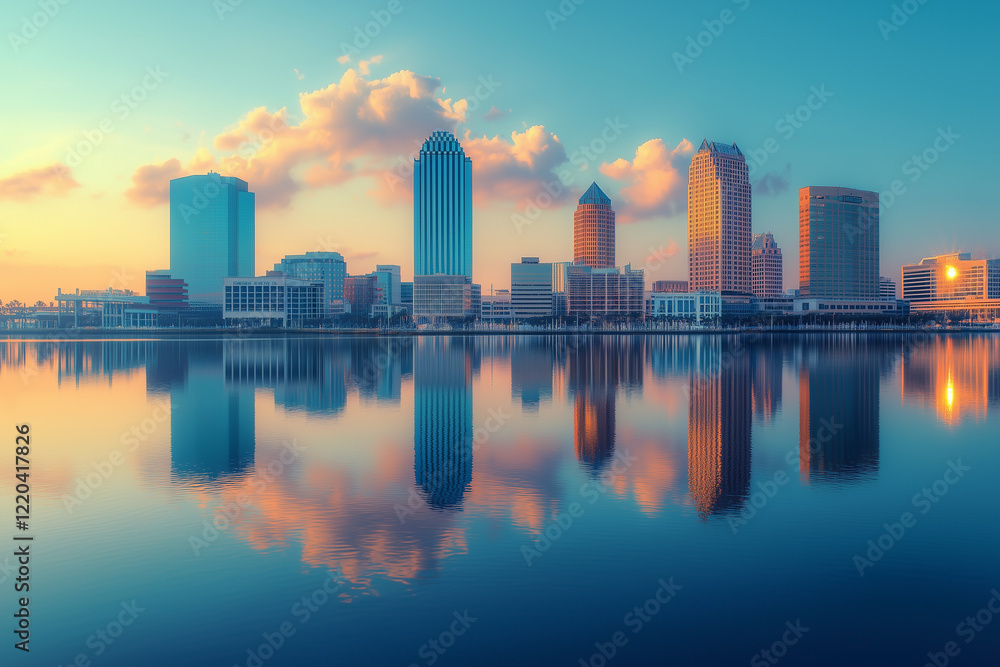 Fototapeta premium Stunning Urban Skyline Reflection