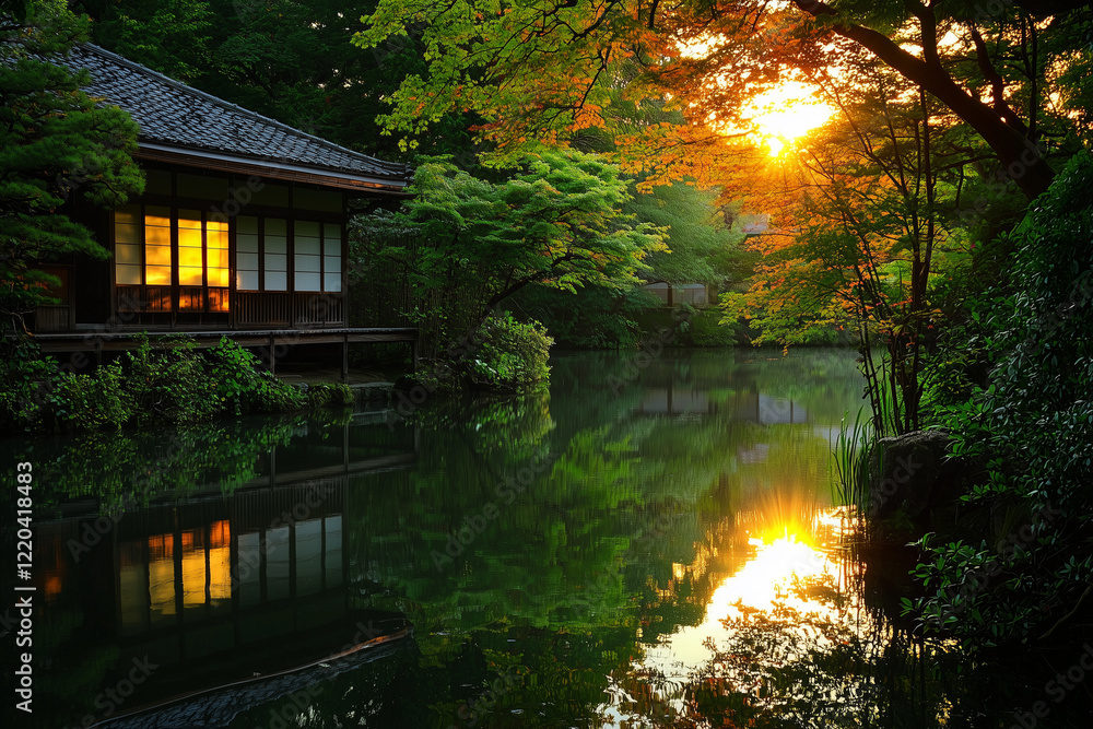 Fototapeta premium Serene Autumn Reflection at Dusk