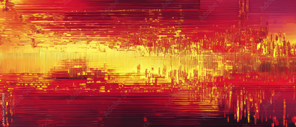 Obraz premium Exploring the dynamic ripples of pixels through digital distortion and glitch art