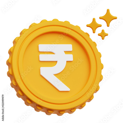 rupee coin 3d icon isolated on the transparent background