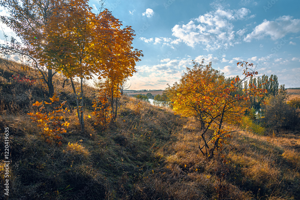 Autumn landscape on river Autumn landscape on river