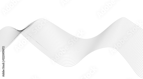 Abstract colorful wave element for design. Digital frequency track equalizer. Stylized line art background. Vector illustration. Wave with lines created using blend tool. Curved wavy line, smooth, 