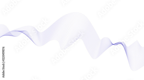 Abstract colorful wave element for design. Digital frequency track equalizer. Stylized line art background. Vector illustration. Wave with lines created using blend tool. Curved wavy line, smooth, 