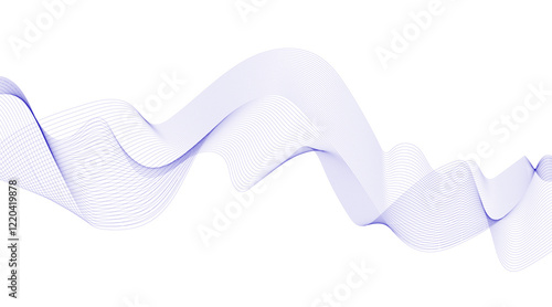 Abstract colorful wave element for design. Digital frequency track equalizer. Stylized line art background. Vector illustration. Wave with lines created using blend tool. Curved wavy line, smooth, 
