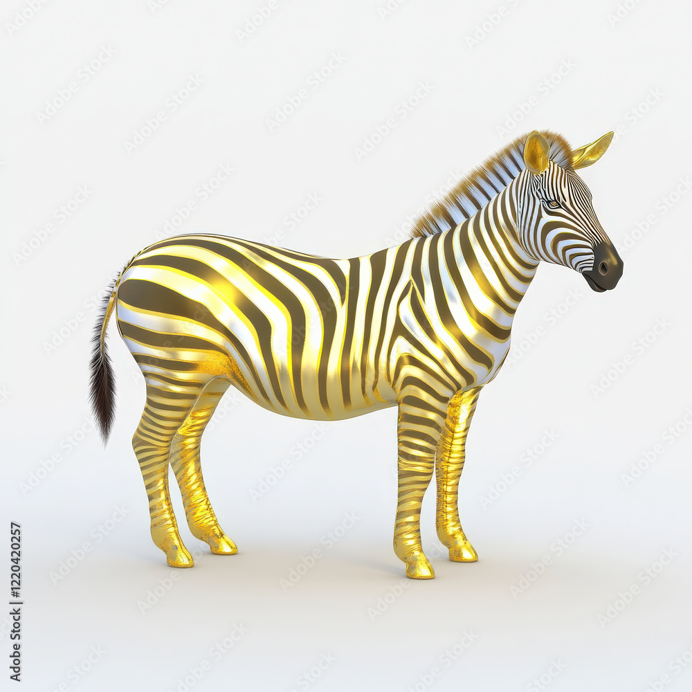 Fototapeta premium Golden Zebra: Elegant, metallic equine.