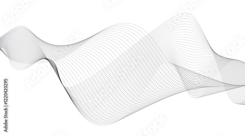 Abstract colorful wave element for design. Digital frequency track equalizer. Stylized line art background. Vector illustration. Wave with lines created using blend tool. Curved wavy line, smooth, 