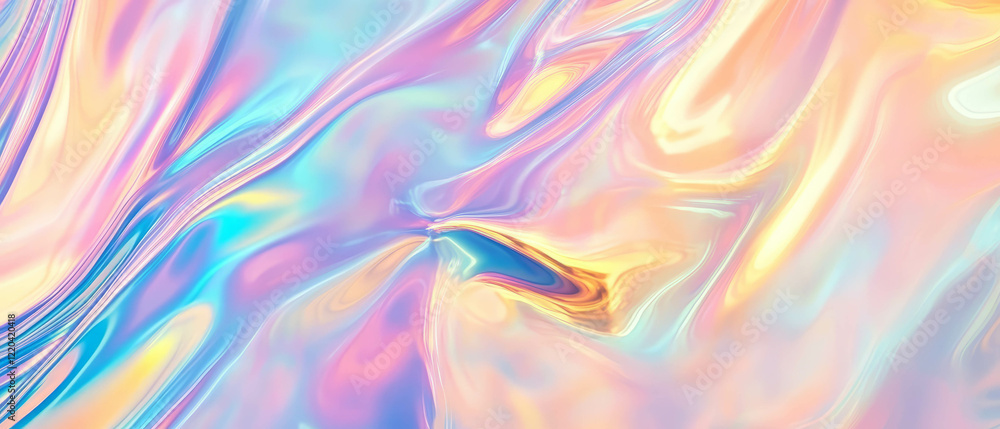 Fototapeta premium Holographic aurora background with soft colors for creative design and text space