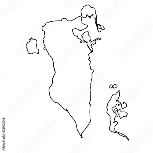 Outline Map of Bahrain, Persian Gulf Island Bahrain