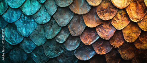 Wallpaper Mural Textured mermaid skin background in natural colors for creative designs Torontodigital.ca