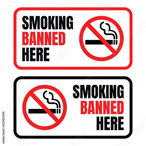 Smoking banned here sign icon, No smoking icon illustration, Smoking not allowed icon