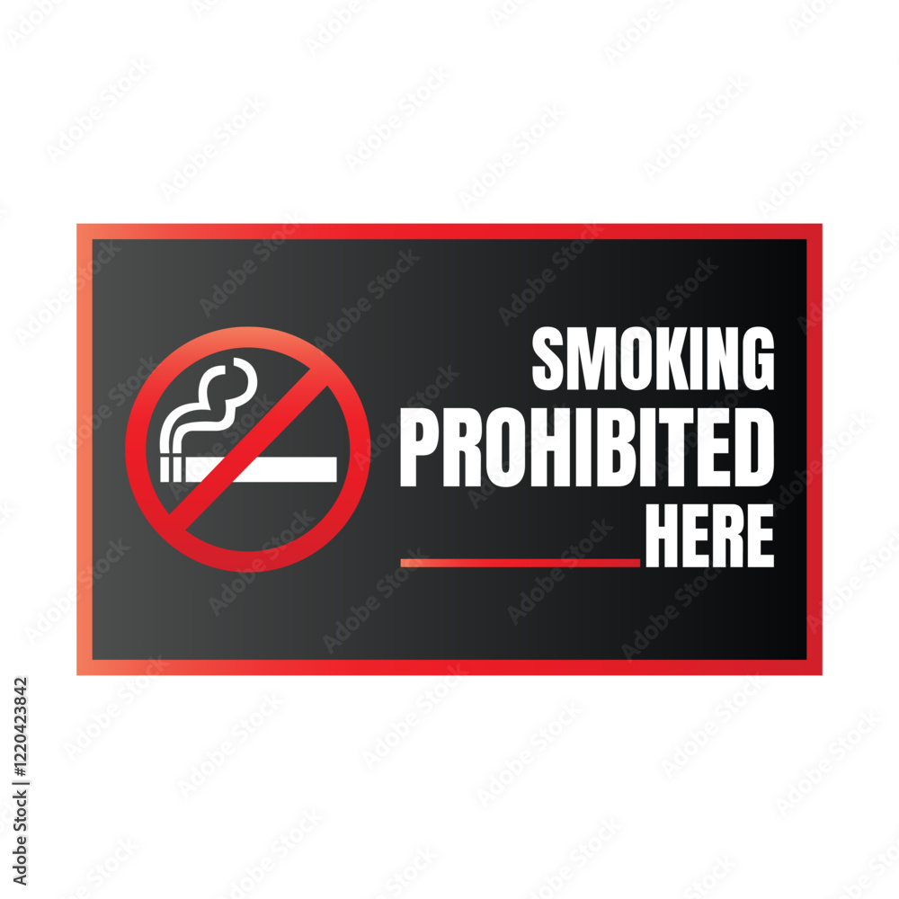 No smoking sign vector illustration, Smoking prohibited sign, Smoking banned here icon symbol