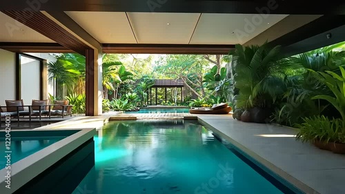 Wallpaper Mural Luxury Tropical Villa with Indoor Pool and Lush Garden Torontodigital.ca