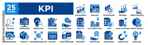 Key Performance Indicator icon collection set. Containing design performance, indicator, kpi, strategy, management	