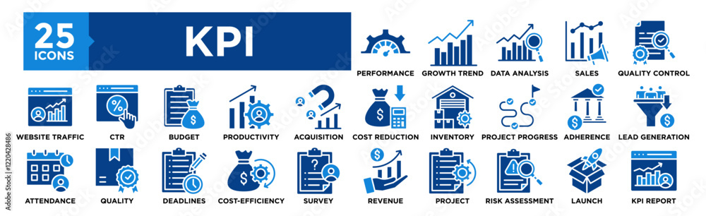 Fototapeta premium Key Performance Indicator icon collection set. Containing design performance, indicator, kpi, strategy, management 