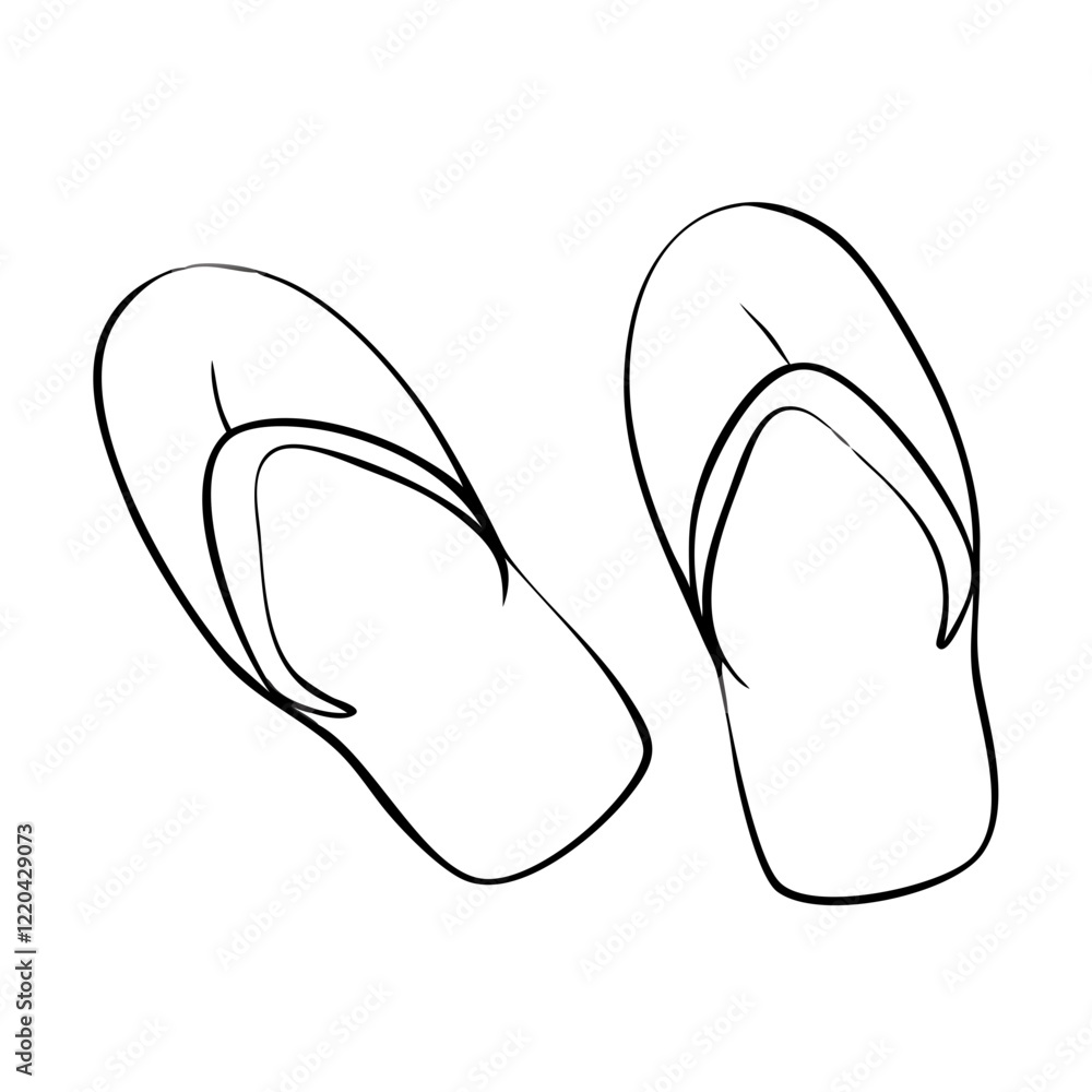 Minimalist outline drawing of flip-flops Minimalist outline drawing of flip-flops