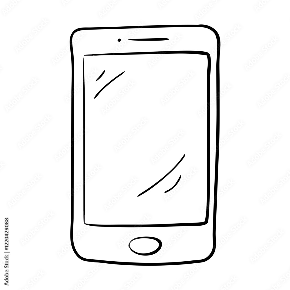 Minimalist outline drawing of a smartphone