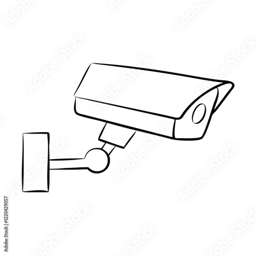 Minimalist outline drawing of a security camera