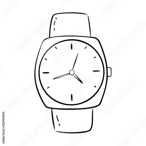 Hand-drawn wristwatch with simple dial