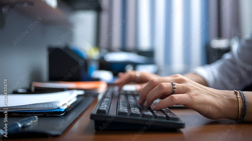 Hands typing on a laptop/keyboard, symbolizing content creation, AI, or automation technology. Hands typing on a laptop/keyboard, symbolizing content creation, AI, or automation technology.