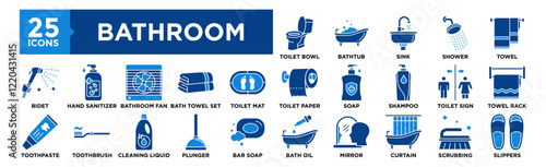Bathroom icon collection set. Containing design interior, modern, design, home, bath, house, room	