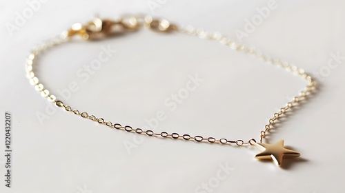 A thin chain anklet with a small star charm, displayed on white.