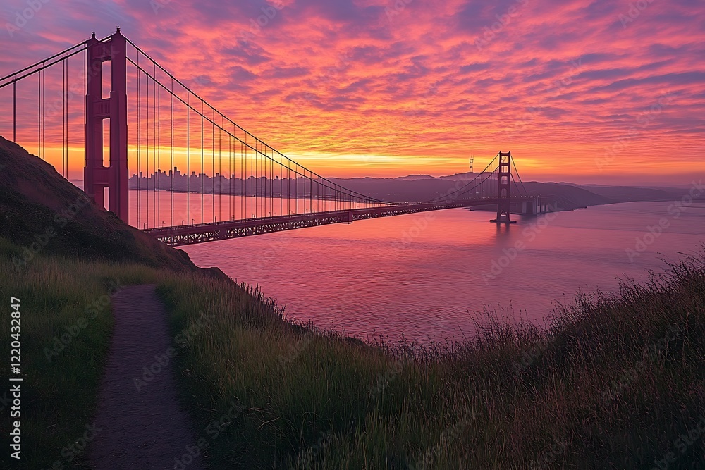 Bridge at sunset, sea sunset, clouds over the bridge, Red sky in the morning
Bridge at sunset, sea sunset, clouds over the bridge, Red sky in the morning