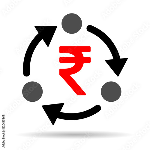 Rupee money change shadow icon, trade cash information web symbol, convert sign vector illustration .