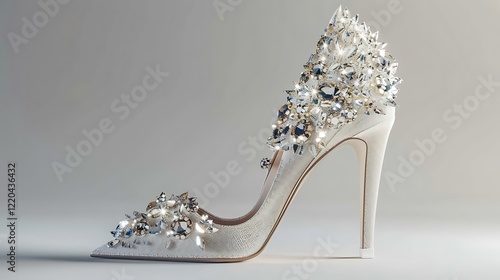 A stunning pair of stiletto heels adorned with sparkling embellishments, centered on white.
