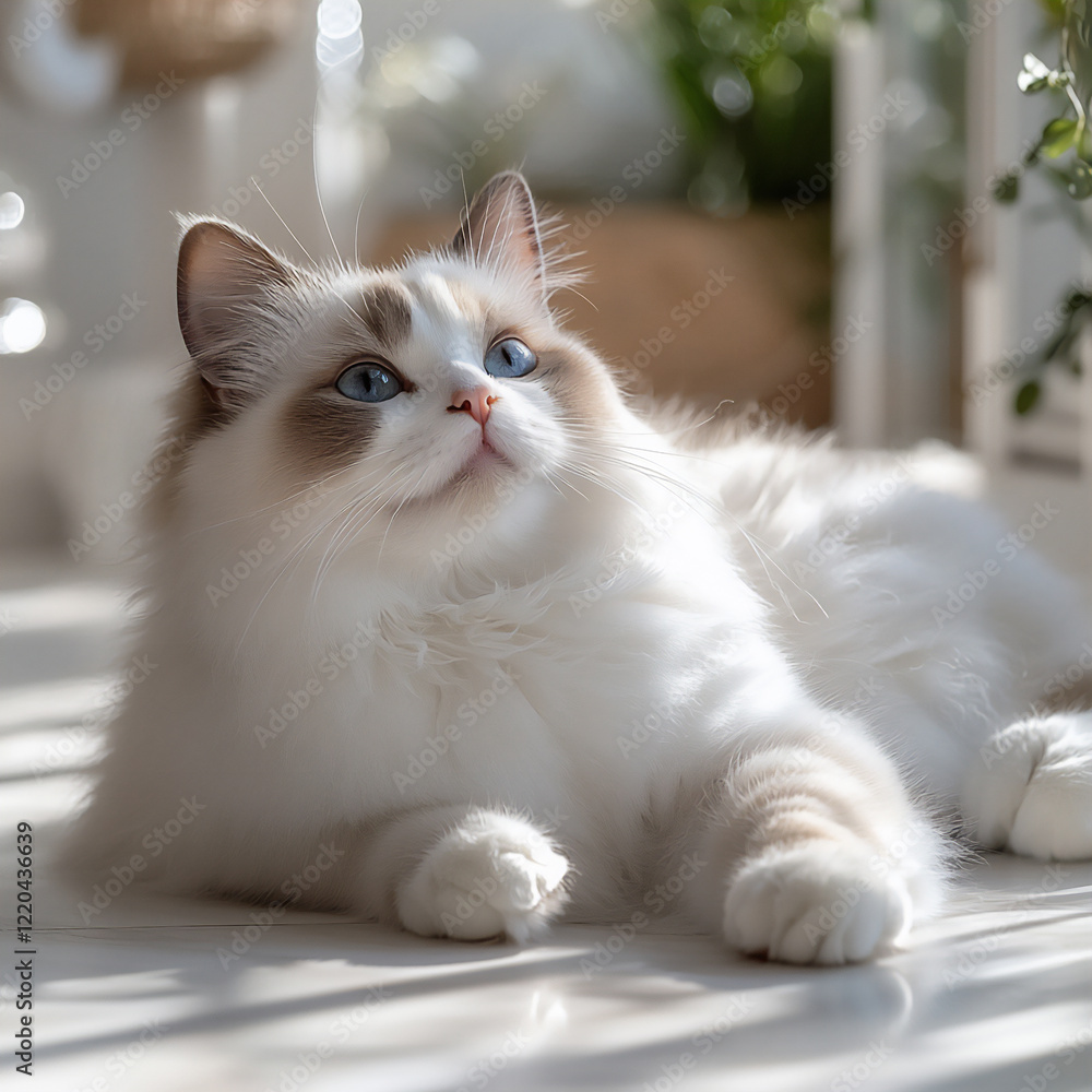 Obraz premium ragdoll cat sitting sun