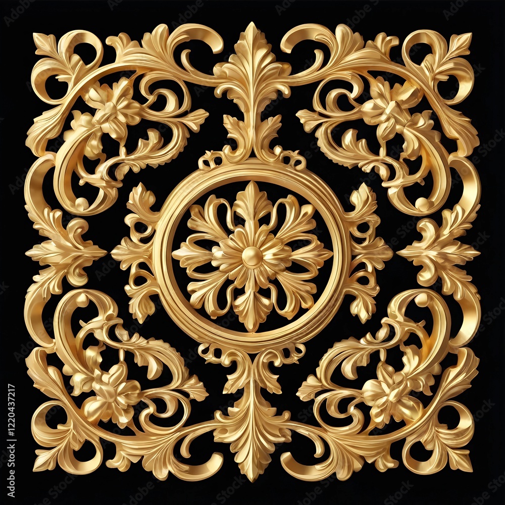 3D a vine with leaf as golden decorative ai generated 3D a vine with leaf as golden decorative ai generated