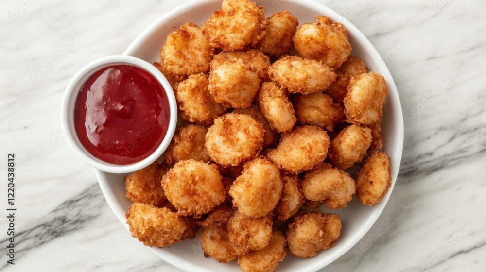 Crispy Dishes with Dipping Sauce on Marble Surface Crispy Dishes with Dipping Sauce on Marble Surface