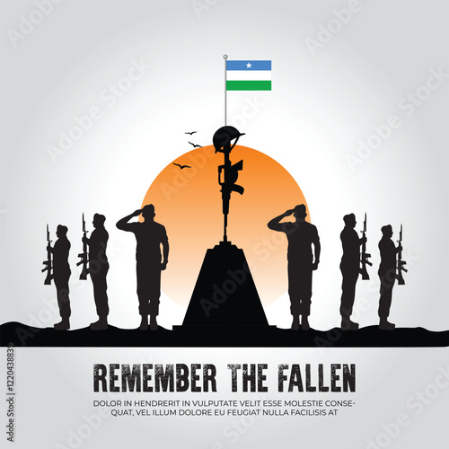 Puntland flag in remember the fallen flag for morning sun and army design