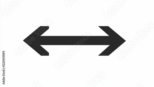 Simple design black arrow pointing both ways, isolated on white.