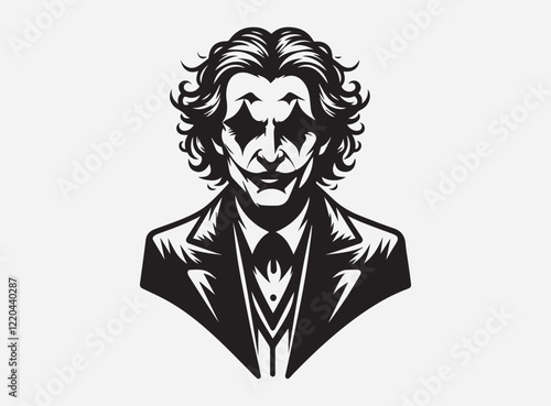 Joker's Outline Silhouette Against a Dark and Mysterious Background