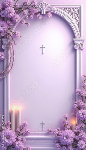 Elegant Lilac Frame for Invitation Card Design, Perfect for Novena and Religious Celebrations