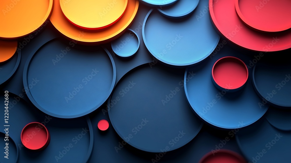 Abstract Overlapping Circles in Blue Red and Orange Hues Abstract Overlapping Circles in Blue Red and Orange Hues