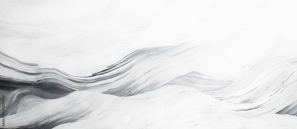 Obraz premium Abstract grayscale landscape of flowing lines and hills.