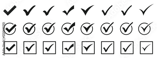 Check mark icon set. Vector illustration