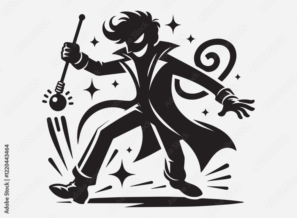 Mischief Maker Silhouette in the Dark with a Dramatic and Mysterious Shadow Background Mischief Maker Silhouette in the Dark with a Dramatic and Mysterious Shadow Background