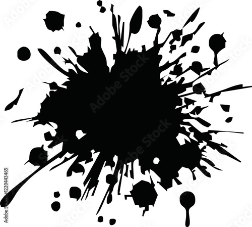 Ink drops and splashes. Blotter spots, liquid paint drip drop splash and ink splatter.Blobs and spatters. Artistic dirty grunge abstract spot vector. Isolated vector illustration