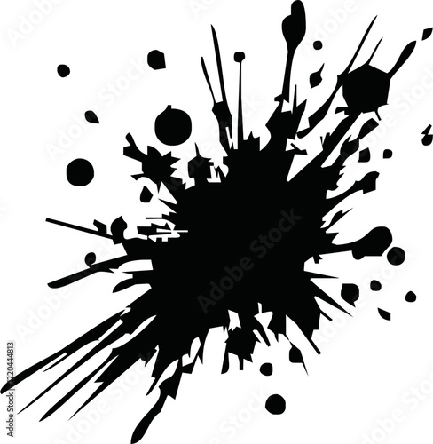 Ink drops and splashes. Blotter spots, liquid paint drip drop splash and ink splatter.Blobs and spatters. Artistic dirty grunge abstract spot vector. Isolated vector illustration