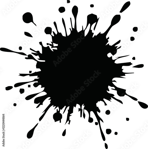 Ink drops and splashes. Blotter spots, liquid paint drip drop splash and ink splatter.Blobs and spatters. Artistic dirty grunge abstract spot vector. Isolated vector illustration