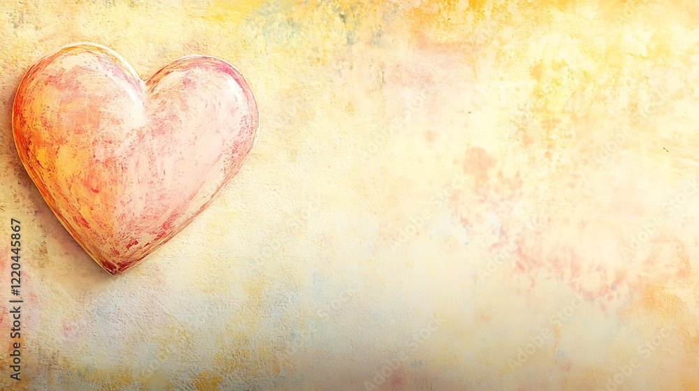 Painted Heart on a Textured Yellow Background Painted Heart on a Textured Yellow Background