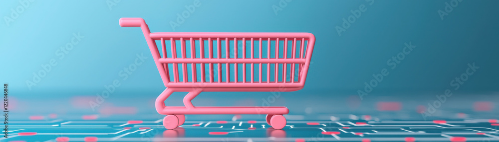 pink shopping cart on digital background symbolizes online shopping and e commerce pink shopping cart on digital background symbolizes online shopping and e commerce