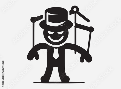 Prank Puppet Silhouette in the Dark with a Mysterious and Playful Shadowy Background