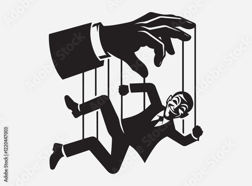 Prank Puppet Silhouette in the Dark with a Mysterious and Playful Shadowy Background
