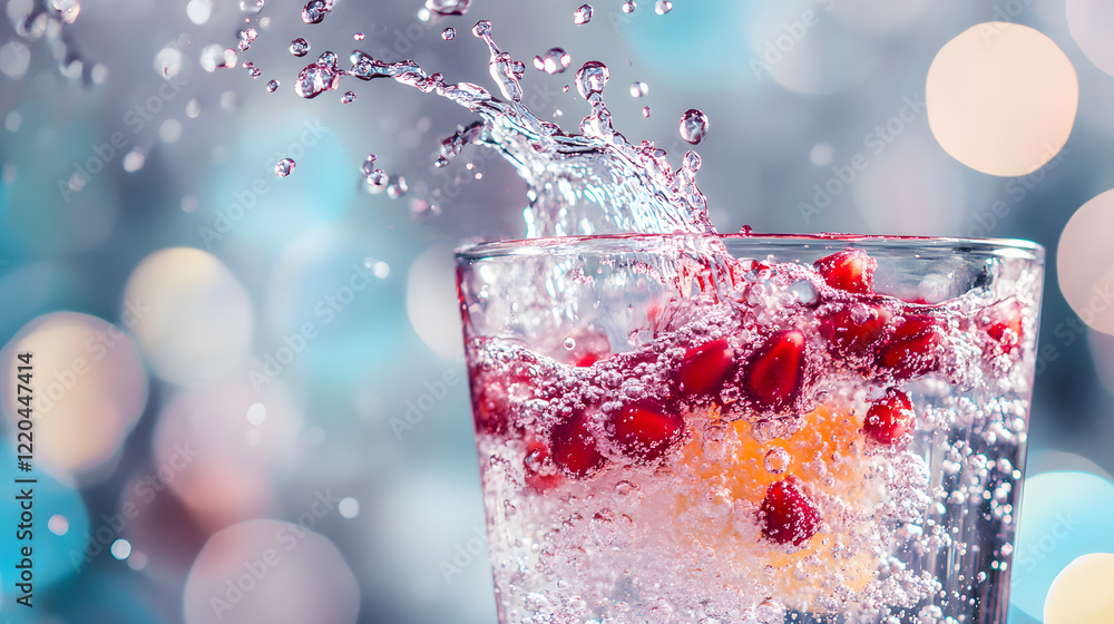 A refreshing glass of sparkling water with bubbles rising, garnished with a fresh lime wedge and a mint leaf. A refreshing glass of sparkling water with bubbles rising, garnished with a fresh lime wedge and a mint leaf.